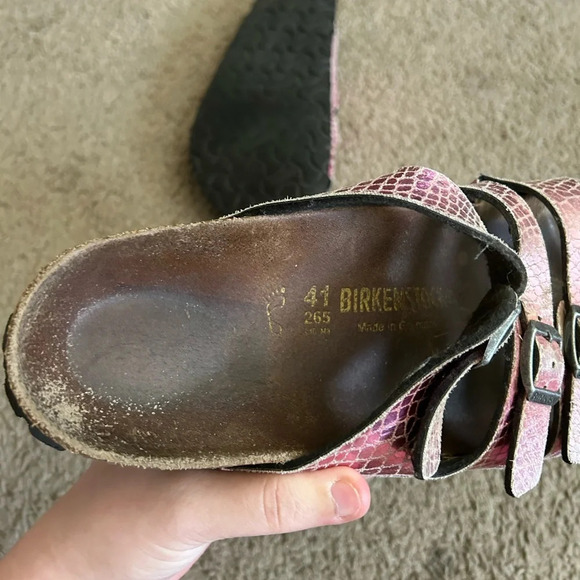 Birkenstock Florida Pink Snake Skin Animal Print Size 41 (10-10.5) Sandals - Picture 6 of 9